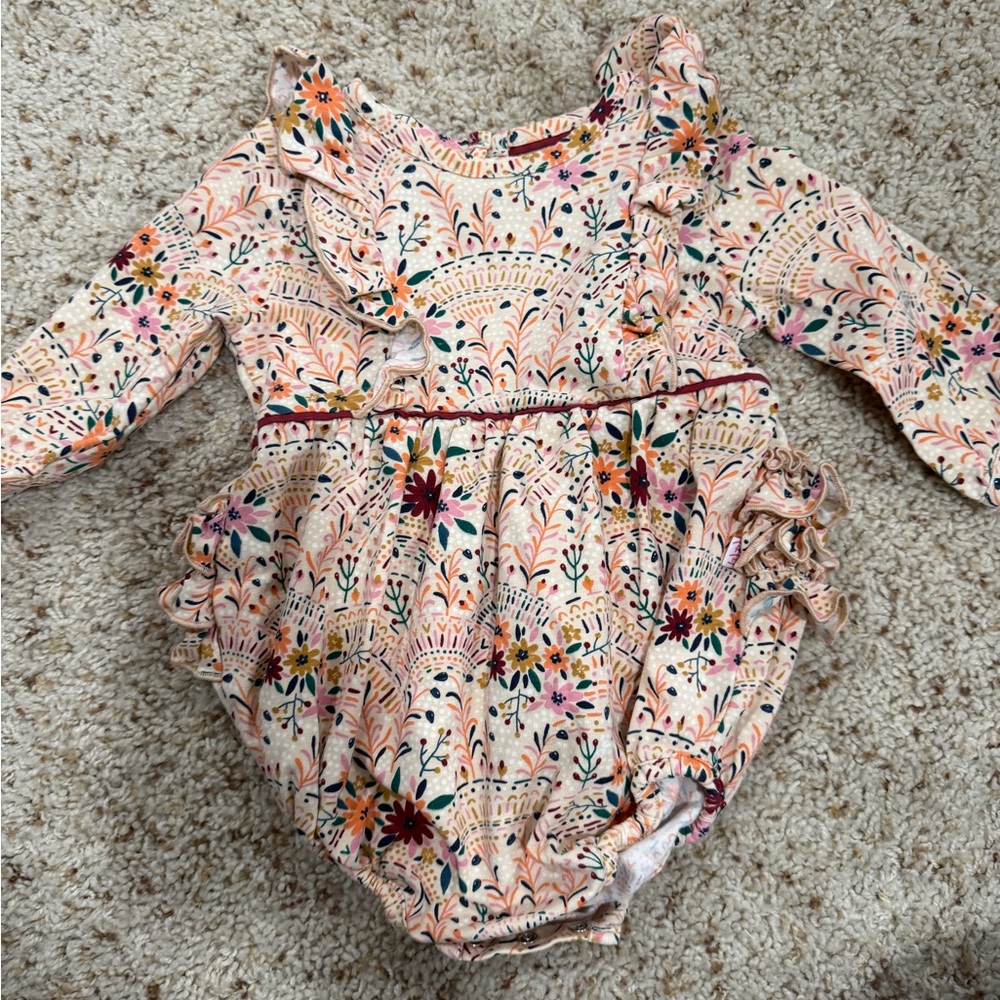 Ruffle Butts Pink Floral Ruffle One-Piece